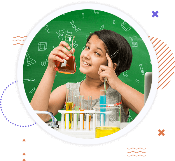 VH School student conducting a hands-on science experiment with colorful test tubes — inquiry-based learning in action